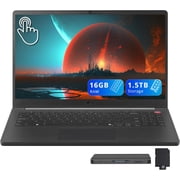 LG Gram 15.6" FHD Anti-Glare Touch Laptop, Intel Ultra 7 255U, 16GB DDR5, 1.5TB Storage (512GB SSD+1TB Docking Station), Intel Graphics, Copilot+ PC, Number Pad, HD Webcam, Wi-Fi 6, Win 11, Black