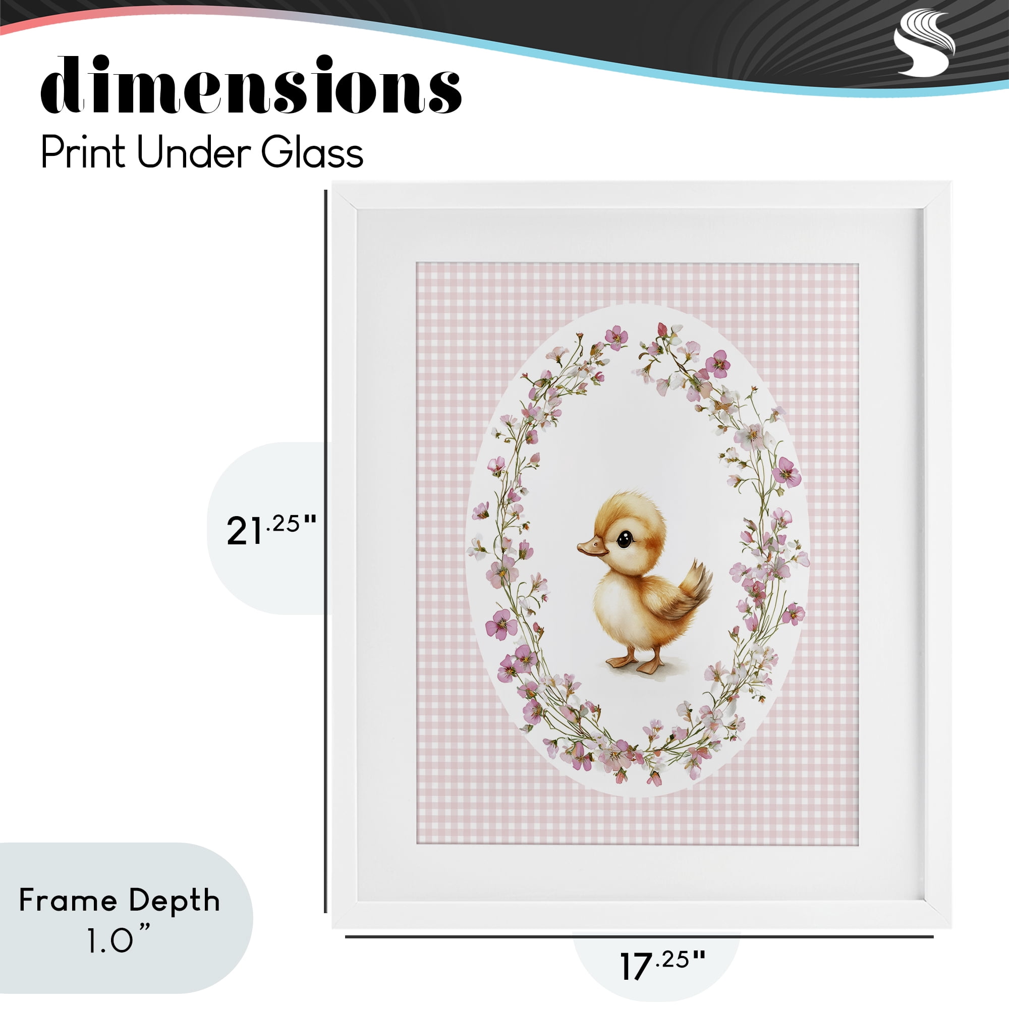 Stupell Industries Spring Gingham Duckling White Framed Print Under Glass, design by Christine Simpson Art