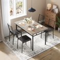 thumbnail image 1 of 5-Piece Farmhouse Dining Table Set for 4, Wooden Kitchen Table with Upholstered Chairs, Space-Saving Furniture for Small Apartment and Breakfast Nook, Grey, 1 of 6