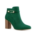 thumbnail image 1 of Unique Bargains Bottines à Talon Épais à Bout Rond avec Boucle pour Femme Vert (Taille 8,5), 1 of 8