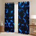 thumbnail image 2 of Manfei Teens Futuristic Honeycomb Curtains Pack of 2 (42x84 Each), Blue Abstract Ombre Curtains Blackout, Geometric Stripes Bedroom Curtains, Curtains Blackout Bedroom Decor, 2 of 6