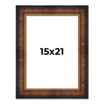 15x21 Frame Brown Walnut Gold Ornate Trim Solid Wood Plein Air Picture Frame | 3 Inch Moulding