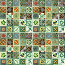 100 Mexican Tiles 4x4 Handpainted Hundred Pieces Green Different Designs