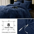 thumbnail image 6 of PHF Truly Velvet Duvet Cover Set Queen Size, 3 Pieces Luxury Ultra Soft Comforter Cover Set, Warm Flannel Duvet Cover with 2 Pillow Shams Bedding Collection, 90"x90", Navy Blue (No Insert), 6 of 7