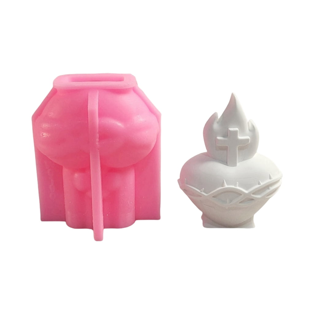 Aurgiarme Flexible Silicone Mold Candle Moulds 3D Heart Pattern Resin Mold Handmade Art Supplies Suitable for Room Decorations