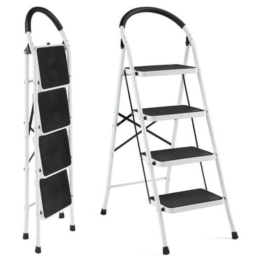MaxKare 4 Step Ladder, Folding & Lightweight Step Stool with Extended Foam Handrail, Large Antil -slip Pedal & Feet Pad, 330lbs Capacity for Home and Kitchen