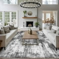 thumbnail image 3 of Black Grey Ombre Area Rugs 6'x9', Washable Small Throw Rugs for Kitchen Dining room, Gradient Abstract Art Vintage Indoor Outdoor Rug Non-Slip Low Pile Carpet Runner Reversible Floor Mats, 3 of 8