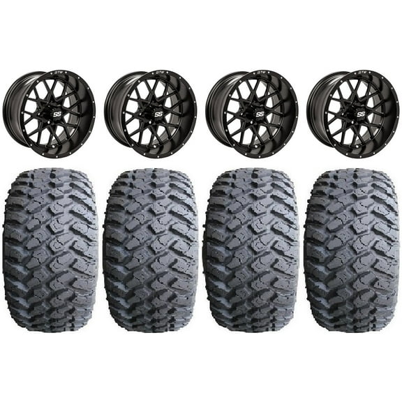 GTW Vortex 2 14" Golf Cart Wheels Black 23" Hammer Tires E-Z-GO & Club Car