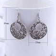 thumbnail image 3 of Round Boho Scroll Silver Patina Hook Earrings For Woman, 3 of 5