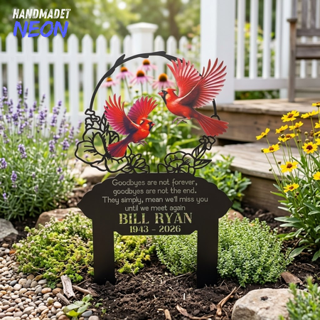 Handmadetneonsign Cardinal Memorial Garden Stake Bereavement Gift Bird Lover Gift