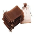 thumbnail image 4 of 100 bolsas de organza con cordón, bolsas de regalo de Navidad, bolsas para joyas, bolsas de malla transparente Marrón, 4 of 9
