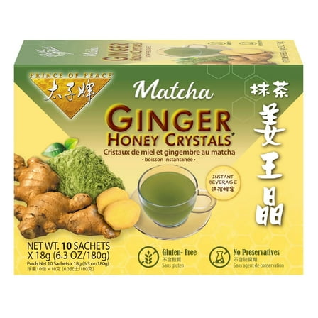 Prince of Peace - Instant Tea Ginger Honey Crystals with Matcha - 10 Sachet(s)