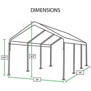 King Canopy True 10' x 20' Universal Canopy, 1 3/8-Inch Steel Frame, 8 Leg, White