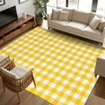 thumbnail image 2 of 6x9 Area Rugs, Yellow Non-Skid Rubber Backing Large Rectangle Rugs - Living Room Bedroom Home Office, Country French Rustic Buffalo Plaid Modern Art Indoor Floor Mat Carpets Washable Rug, 2 of 9