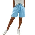 thumbnail image 4 of ByworldtasicNo Boundaries Wide Leg Cotton Shorts for Women Elastic High Waisted Pleated Casual Loose Bermuda Shorts, 4 of 6