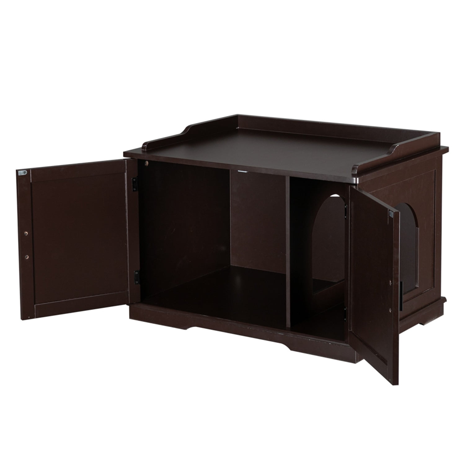Pefilos 33" Cat Washroom Storage Bench Cat Litter Box Enclosure Cover Cat House Cabinet, Brown Pefilos 33" Cat Washroom Storage Bench Cat Litter Box Enclosure Cover Cat House Cabinet, Brown