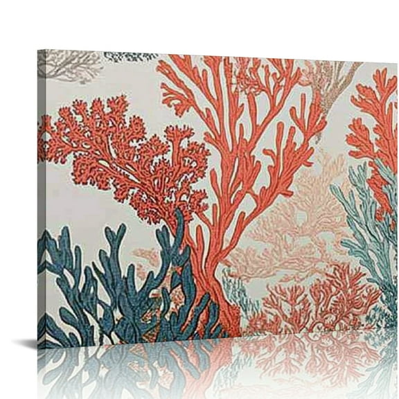 Autua Coral Foliage Wall Decor Canvas Art Home Office Bedroom 20x16in