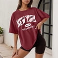 thumbnail image 2 of Women's Casual Graphic Print Oversized Round Neck Short Sleeve Tee Shirt Loose Fit Drop Shoulder Tops Oversized T-shirts Short Sleeve Crewneck Casual Tops, 2 of 4