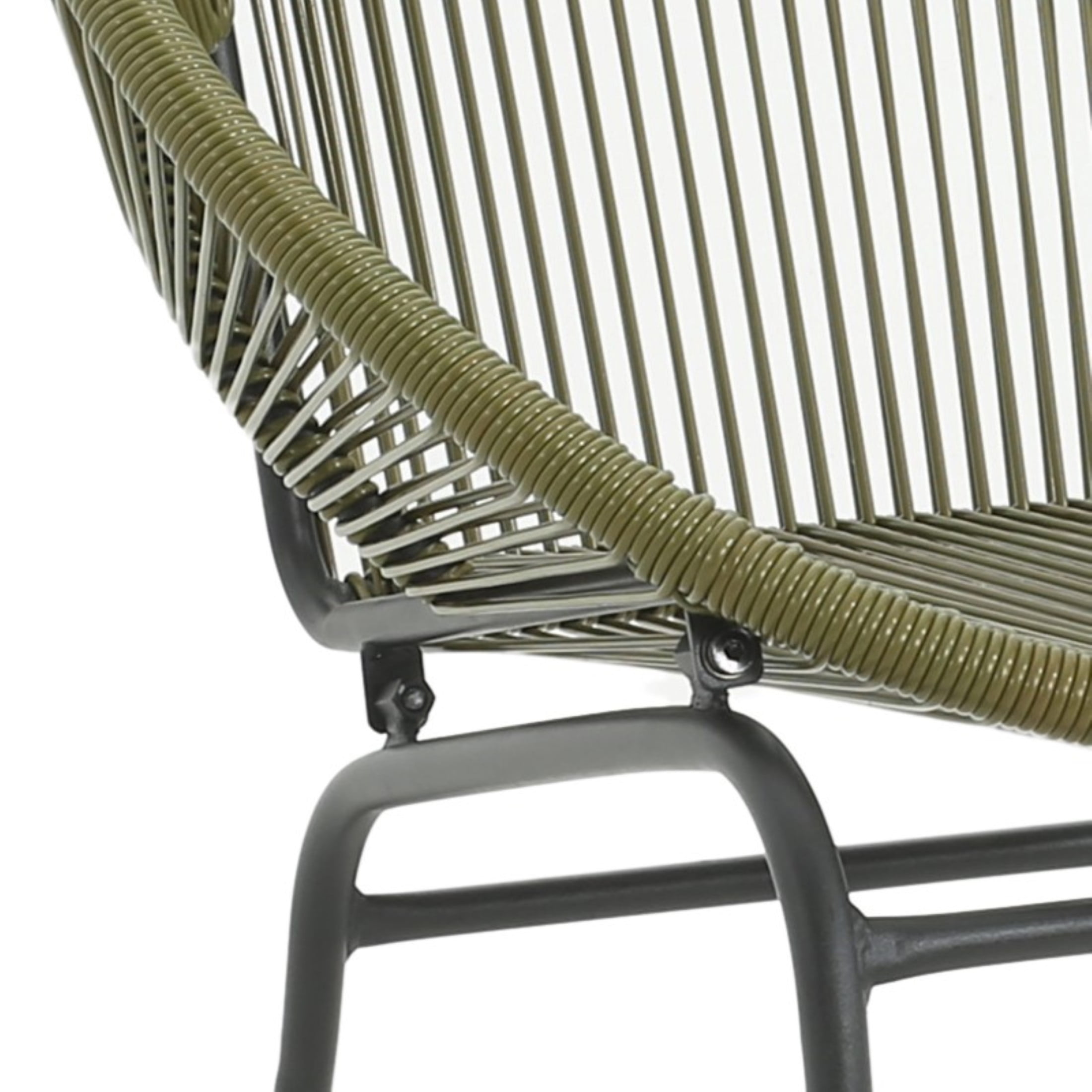 Modern Outdoor Woven Basket Club Chairs with PP Rattan and Iron Frame, Green, Set of 2