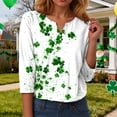 thumbnail image 5 of UngA St Patricks Day Shirt for Women 3/4 Sleeve Tops V Neck Casual Summer Tunic Tops Loose Fit Tshirt Holiday Outfits,Size XXL, 5 of 9