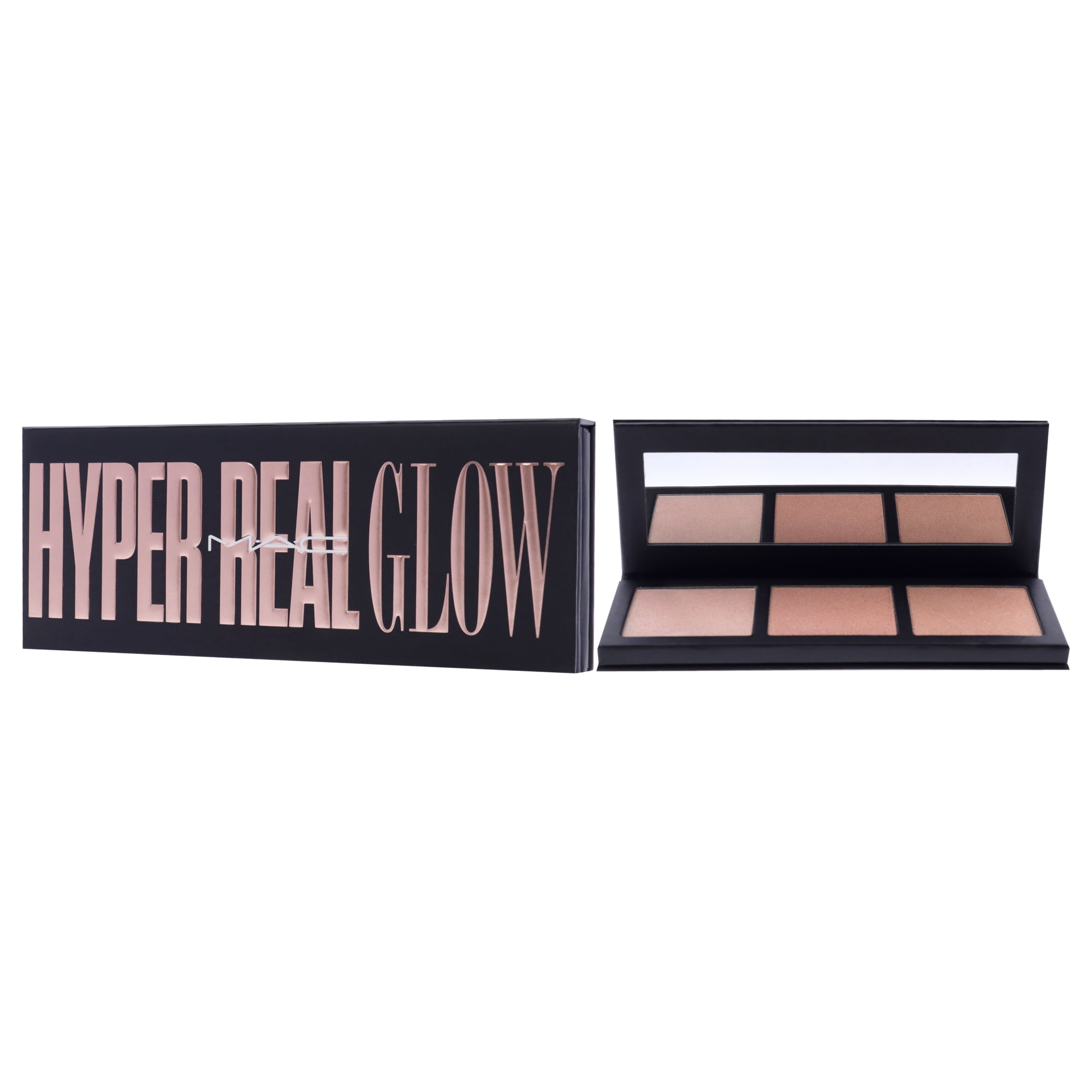 MAC COSMETICS COLOR PALETTE 0.15 OZ MAC COSMETICS/HYPER REAL GLOW PALETTE / GET LIT 0.15 OZ (4.5 ML) 3 HIGHLIGHT SHADES SILVER FONT
