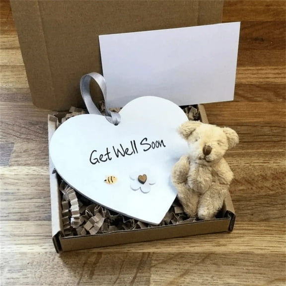 YOHAVEN Teddy Bear in Wooden Heart Pocket Gift Set, Mini Plush with Engraved Keepsake, Valentine’s Day Birthday Anniversary Christmas Gift for Her
