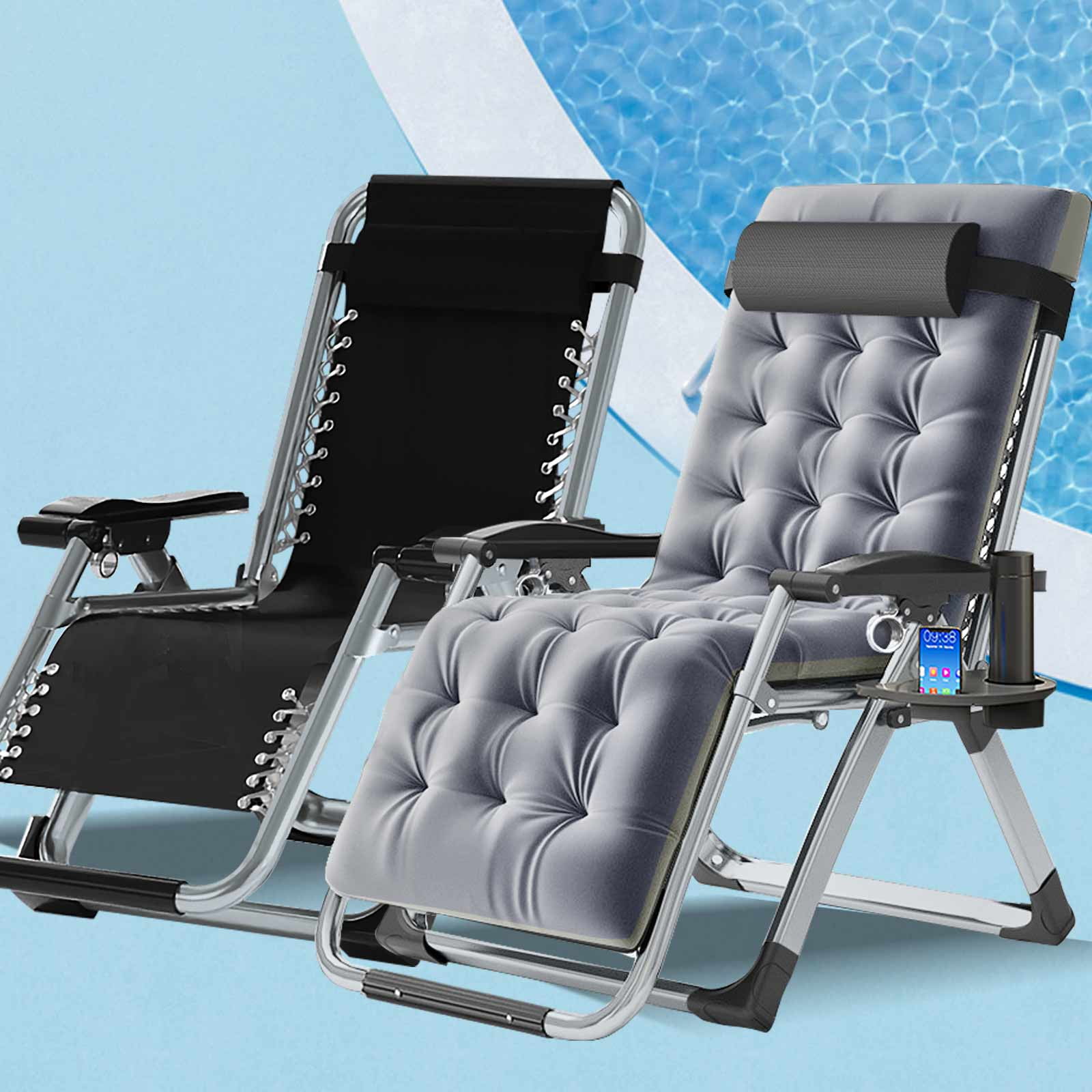 Lilypelle Zero Gravity Chair, Outdoor Padded Lounge Chair with Side