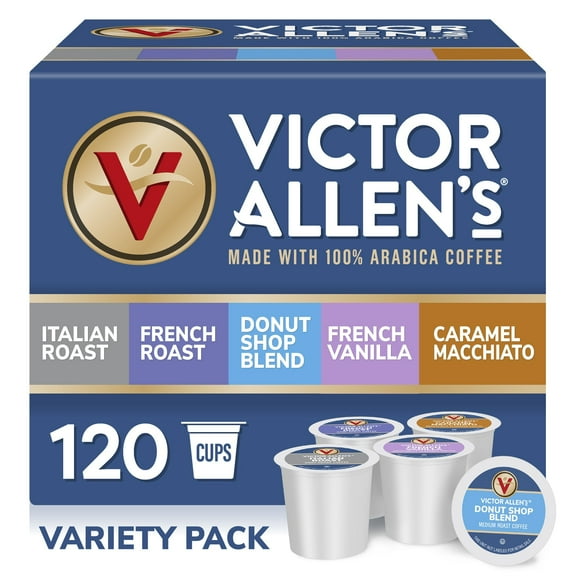 Victor Allen's Coffee Variety Pack, Light-Dark Roasts, 120 Count, Single Serve Coffee Pods for Keurig K-Cup Brewers
