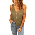 thumbnail image 4 of POGLIP Women's Khaki Scalloped Hem Crop Sweater Tank, 4 of 6