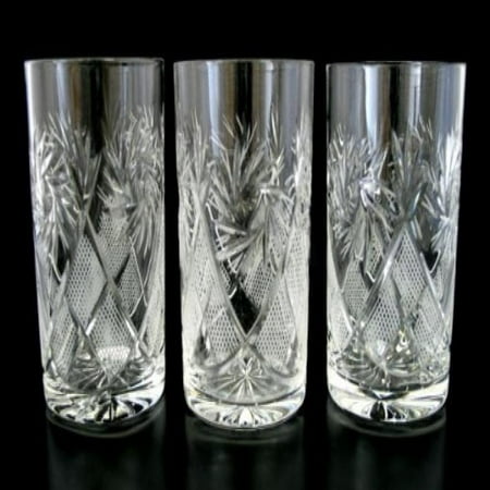 3 Russian CUT Crystal HOT TEA Glasses for Metal Glass Holder (Best Crystal Glasses In The World)