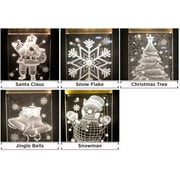 3D Acrylic Christmas Window Light Decorations - Hanging Decor With Icicle Strings : Santa, Snowflake, Snowman,Tree & Bells - Holiday Ornament Curtain Lights - Battery 5PC Set