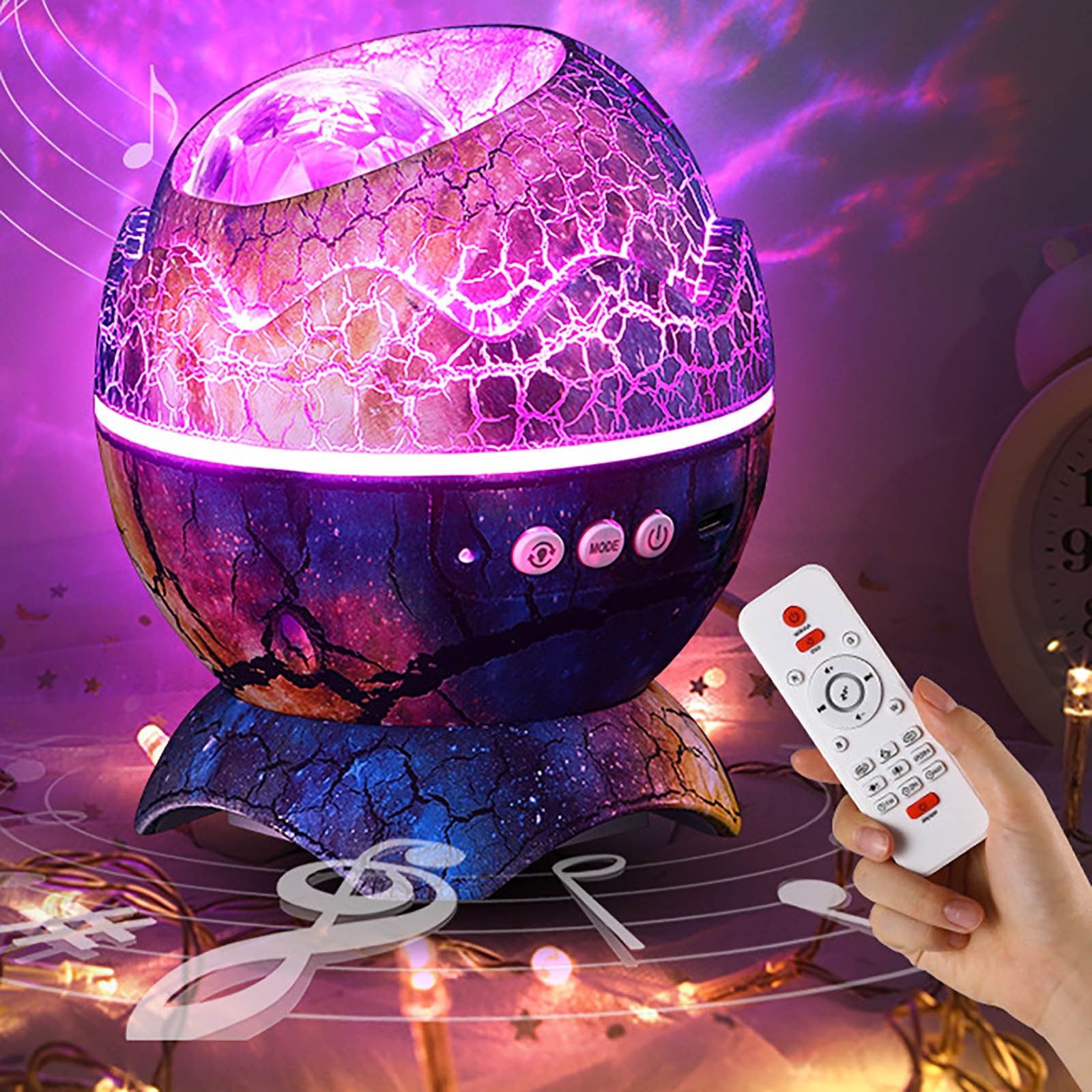 Dinoglow Egg Projector, Dinosaur Egg Galaxy Star Projector, 4 in 1 Northern Lights Projector, Night Lights for Kids with Timer & Remote Control Best Gift & Decoration