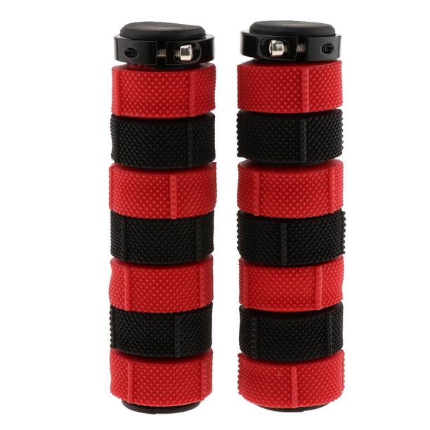 1 par de puños de silicona para manillar de bicicleta, aptos para 22. Rojo + negro