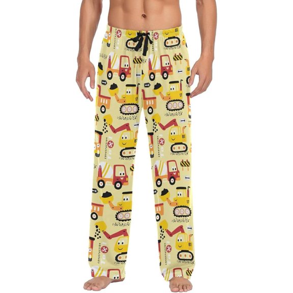 GZHJMY Cartoon Tractor Pajama Pants for Men, Lounge Pants Lightweight Men Pajama Bottoms with Drawstring Pockets, Christmas New Year Birthday Gifts, Medium