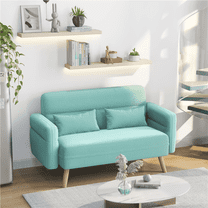 Yaheetech 46'' W Modern 2 Seater Sofa Couch with Solid Wood Legs, Aquamarine
