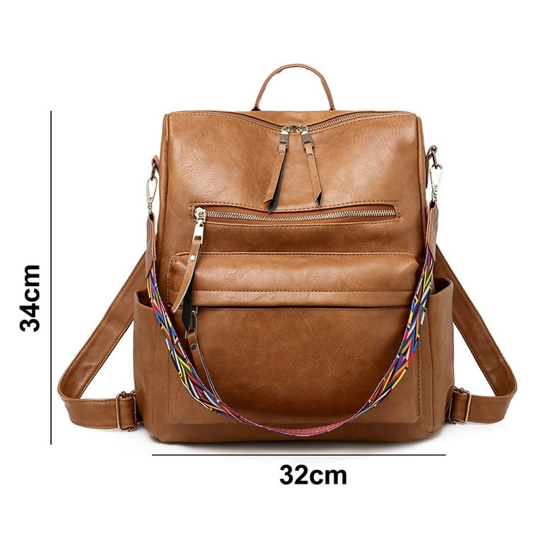 Women Backpack Purse Fashion Leather Designer Ladies Convertible Travel College Shoulder Bags with Colorful Strap brown brown G25124
