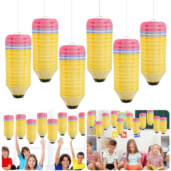 Dserhfy Crayon Hanging Paper Lanterns Party Decoration Welcome Back to School Classroom Decoration for First Day of School Party Supplies
