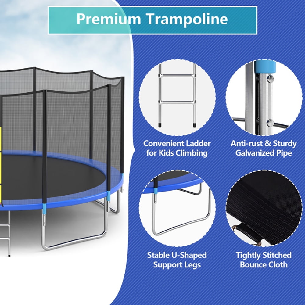 Aimee Lii 15 Feet Trampoline with Enclosure Net Spring Pad and Ladder, Outdoor Kids Trampoline Aimee Lii 15 Feet Trampoline with Enclosure Net Spring Pad and Ladder, Outdoor Kids Trampoline