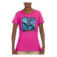 thumbnail image 2 of Owl Flying at Nihght In Front of the Moon Animal Lover Womens Graphic T-Shirt, Fuschia, Small, 2 of 3