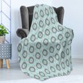 thumbnail image 4 of Seafoam Soft Flannel Fleece Throw Blanket, Ikat Style Motifs Circular Pattern with Dots Inspiration Tribal, Cozy Plush for Indoor and Outdoor Use, 50" x 60", Seafoam Sea Green Taupe, by Ambesonne, 4 of 5