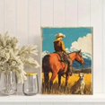 thumbnail image 2 of UXIEQU Cowboy Horse Dog Western Canvas Wall Art 15.75x11.81 Inches, 2 of 8