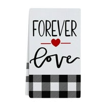 Ikohbadg Valentines Day Kitchen Towels, Valentines's Day Towels, Farmhouse Valentine's Hearts Dish Hand Towel with Black White Buffalo Plaid, Bathroom Towel Housewarming Gifts for Wedding Anniversary