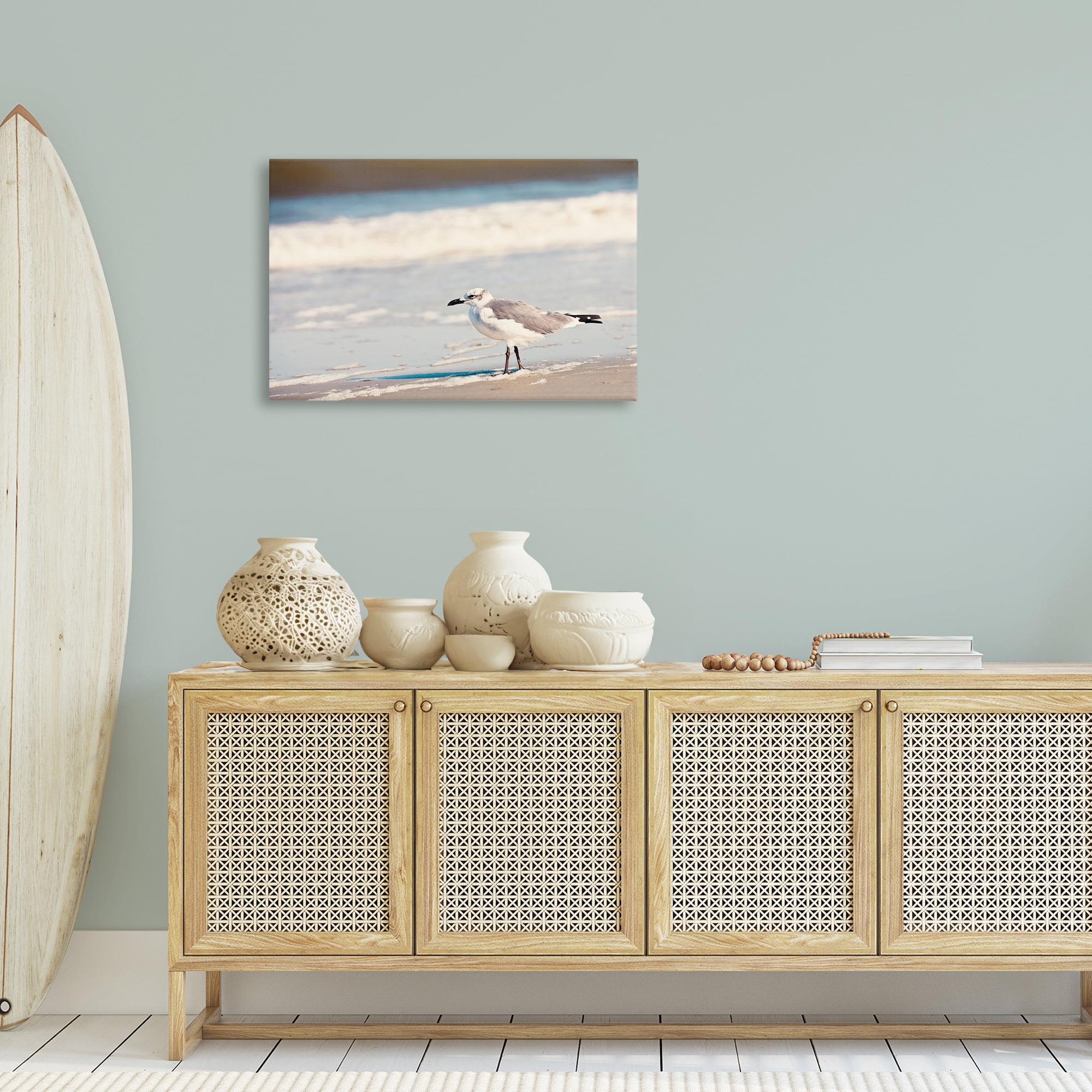 Stupell Industries Seagull Stepping on Shore Coastal Photography Gallery Wrapped Canvas Art Print Wall Art, 30 x 20