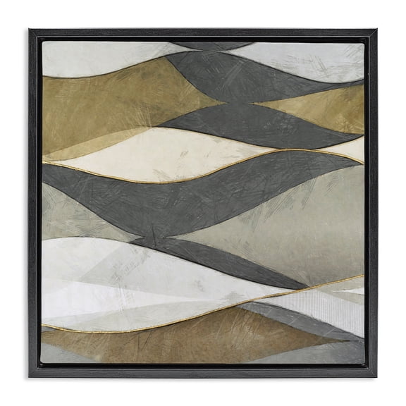 Stupell Industries Contemporary Southwestern Striped Abstract Black Floating Frame Canvas Art, 18 x 18, by Alonzo Saunders