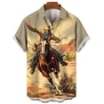 thumbnail image 5 of Camisa retro de vaquero occidental con estampado 3D para hombre, manga corta, solapa, botones clásicos, moda urbana, ropa de verano, extra grande, 5 of 5