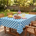 thumbnail image 2 of Sm:)e 3 Pack Blue and White Farmhouse Style Disposable Checkered Tablecloth 54x108 Inch, Yarn-Dyed Woven Table Cover for Dining Decor, Rectangle, 2 of 6