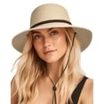thumbnail image 1 of FURTALK Sombrero de sol de ala ancha para mujer con cordón de viento UPF Sombreros de paja de verano para mujer, 1 of 5