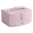 thumbnail image 1 of kurtrusly Box Jewelry 2-Layers Storage Large Capacity Boxes Vintage Geometrical Case Cosmetics Necklace Lipsticks Bracelet Pink, 1 of 6