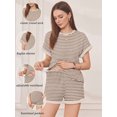 thumbnail image 2 of Weardear Maternity Outfits Set 2 Piece Matching Sets Waffle Knit Raglan Short Sleeve Tops and Shorts with Pockets Casual Pregnancy Loungewear, 2 of 6