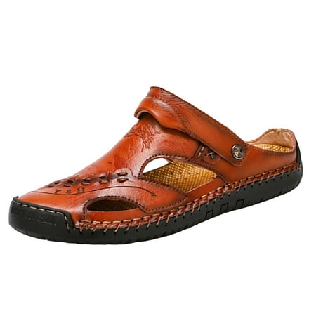 

Jungdeepe Men s Summer Breathable Hand Sewn Foot Covering Casual Beach Lazy PU Foreign Trade Mens Fanning Sandals Quiet Flip Flops Men Soccer Sandals Men Men Sandals 9w Slippers Slide Women Slide